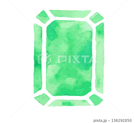 エメラルドのようなグリーンの水彩イラスト 136292850
