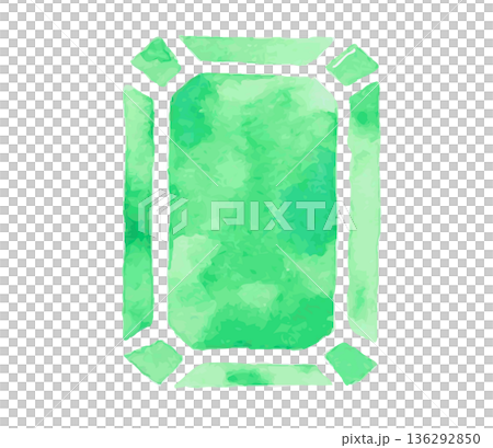 エメラルドのようなグリーンの水彩イラスト 136292850