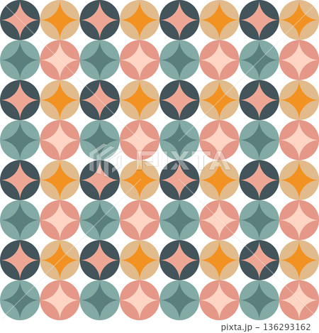Retro Folk Circle Tiles Vector 136293162