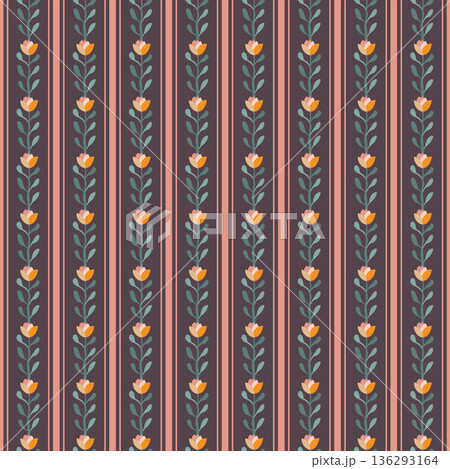 Folk Tulip Stripe Layout Vector 136293164