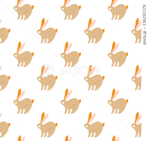Playful Folk Bunny Scatter Vector 136293179