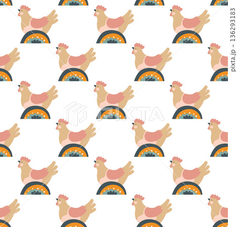 Folk Hen Nursery Motif Vector Folk Hen Nursery Motif Vector 136293183