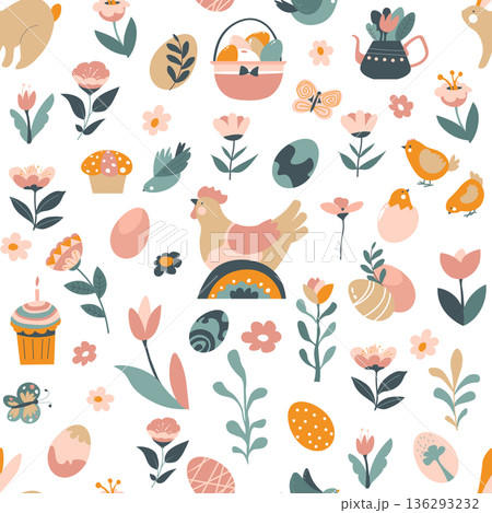 Whimsical Easter Folk Garden Pattern Whimsical Easter Folk Garden Pattern 136293232