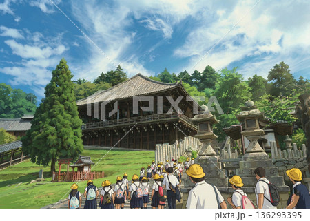 東大寺二月堂の修学旅行・アニメ 東大寺二月堂の修学旅行・アニメ 136293395