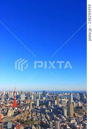 東京都港区、東京の町並みと東京タワーの風景 136293454
