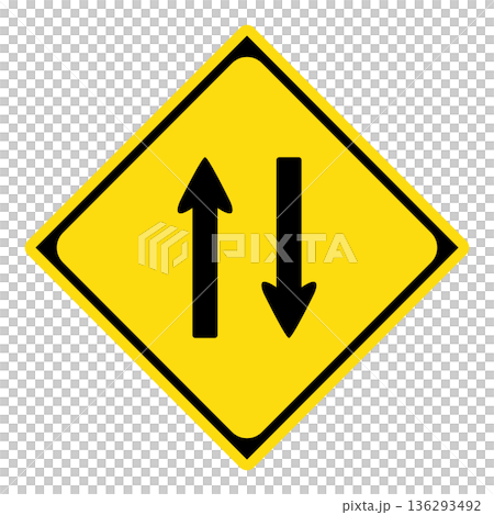 Warning sign two-way traffic Warning sign two-way traffic 136293492