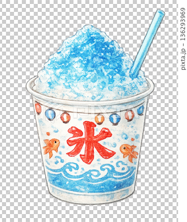 屋台のカップ入りかき氷イラスト 136293969
