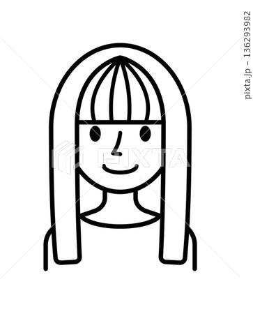 ベクターイラスト素材：笑顔の若い女性アイコン 136293982