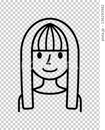 ベクターイラスト素材：笑顔の若い女性アイコン 136293982