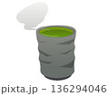 お茶の入った湯のみのイラスト　湯気あり 136294046