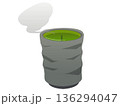 お茶の入った湯のみのイラスト　茶柱あり湯気あり 136294047