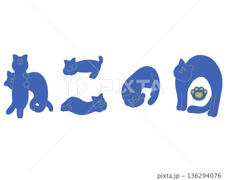 ねこの日の手描き猫文字イラスト 青 ねこの日の手描き猫文字イラスト 青 136294076