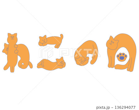 ねこの日の手描き猫文字イラスト オレンジ ねこの日の手描き猫文字イラスト オレンジ 136294077
