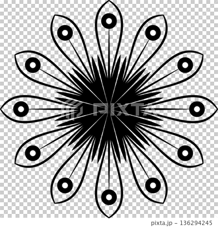 Black flowers. Ornamental round ethnic tattoo Black flowers. Ornamental round ethnic tattoo 136294245