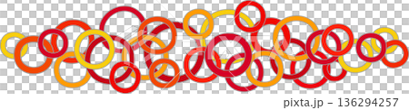 Abstract composition of circles. Random red orange yellow rings on white background. Abstract geometric design in autumn bright colors. Abstract composition of circles. Random red orange yellow rings on white background. Abstract geometric design in autumn bright colors. 136294257