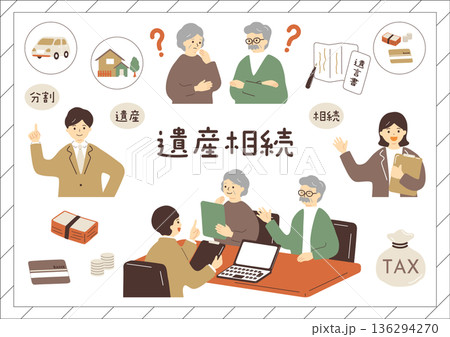 相続について話し合う老夫婦 相続について話し合う老夫婦 136294270