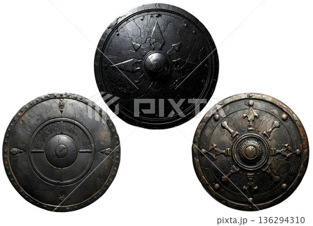 金属製の古い盾 136294310
