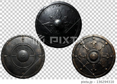 金属製の古い盾 136294310