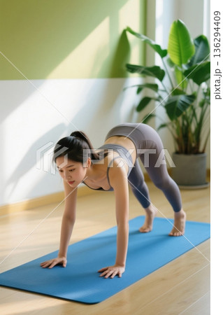 ヨガ フィットネス トレーニング 136294409