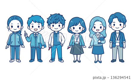 教員と教師の人物キャラクターセット 学校と教育の職業イラスト 136294541