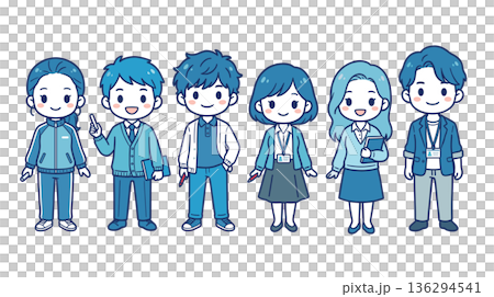 教員と教師の人物キャラクターセット 学校と教育の職業イラスト 136294541