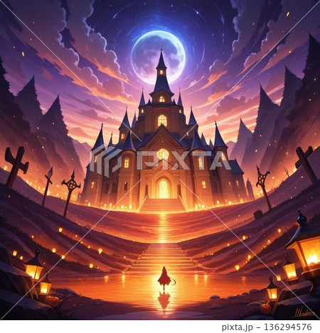 輝く満月の夜 輝く満月の夜 136294576