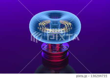 Smr or small modular nuclear fusion reactor core with magnetic ring in torus shape Smr or small modular nuclear fusion reactor core with magnetic ring in torus shape 136294735