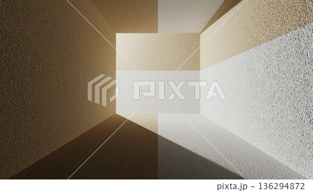 幾何陰影が広がる光差し込む建築抽象空間背景 136294872