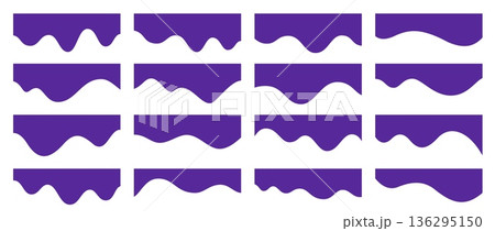 Curved headline. Wavy header shape for website banner, landing page modern separator, fluid divider or border. Abstract purple curves and drippy blobs for hero layout, frame vector isolated set Curved headline. Wavy header shape for website banner, landing page modern separator, fluid divider or border. Abstract purple curves and drippy blobs for hero layout, frame vector isolated set 136295150