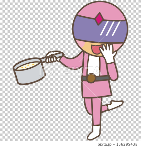 A character illustration of a hero who supports life and health through cooking A character illustration of a hero who supports life and health through cooking 136295438