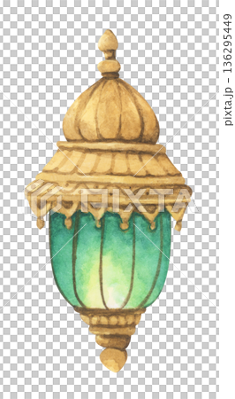 Watercolor Illustration of Ramadan Lantern. 136295449