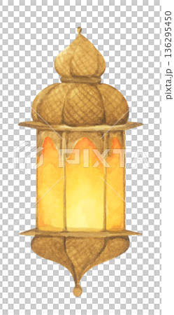 Watercolor Illustration of Ramadan Lantern. Watercolor Illustration of Ramadan Lantern. 136295450