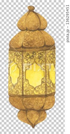 Watercolor Illustration of Ramadan Lantern. 136295451