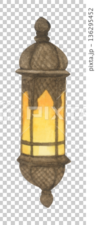 Watercolor Illustration of Ramadan Lantern. 136295452