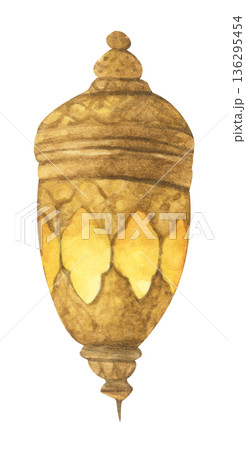 Watercolor Illustration of Ramadan Lantern. 136295454