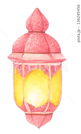 Watercolor Illustration of Ramadan Lantern. 136295456