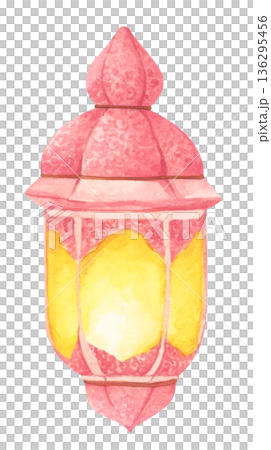 Watercolor Illustration of Ramadan Lantern. 136295456