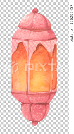 Watercolor Illustration of Ramadan Lantern. 136295457