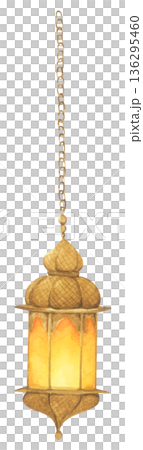 Watercolor Illustration of Ramadan Lantern. 136295460