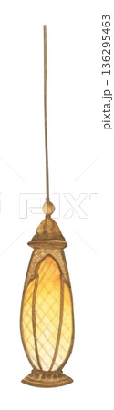 Watercolor Illustration of Ramadan Lantern. 136295463