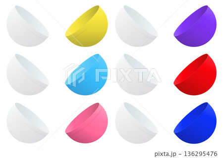 ガチャガチャの空カプセルのイラストセット 136295476