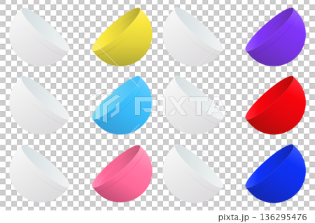 ガチャガチャの空カプセルのイラストセット 136295476