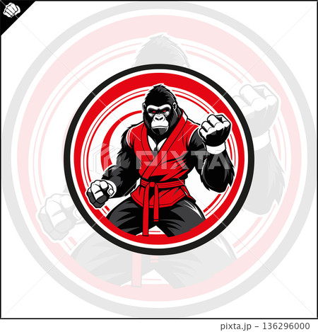 Gorilla in kimono mascot logo. Fight club emblem. 136296000