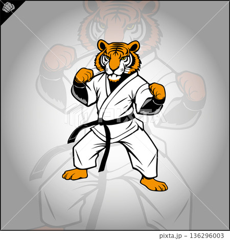 Tiger karate logo cartoon. Fight club logotype. Tiger karate logo cartoon. Fight club logotype. 136296003