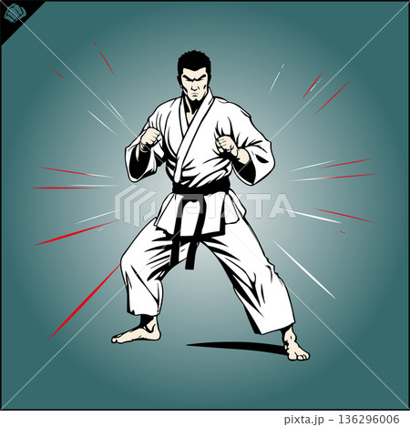 Kyokushin fullcontact karateka in a white kimono Kyokushin fullcontact karateka in a white kimono 136296006