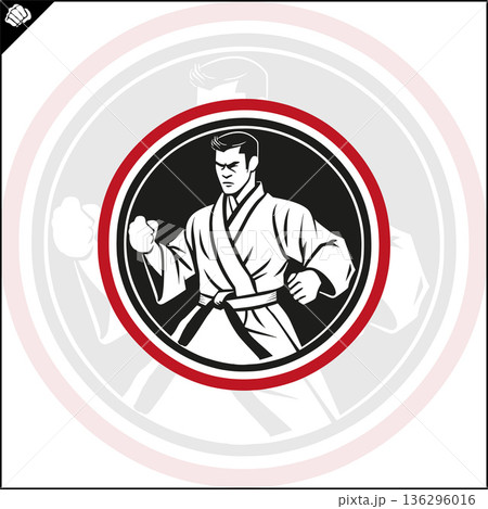 Martial art colored simbol design. Karate emblem. Martial art colored simbol design. Karate emblem. 136296016