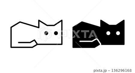 cat vector black kitten block brick tangram geography calico icon cartoon character pet animal doodle logo illustration symbol design 136296168