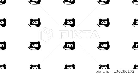 raccoon seamless pattern tanuki face head cartoon doodle pet tile background repeat wallpaper gift wrapping paper illustration 136296172