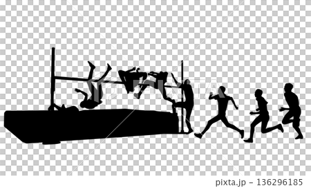 高跳遠 - 後跳連續輪廓（向量素材） 136296185
