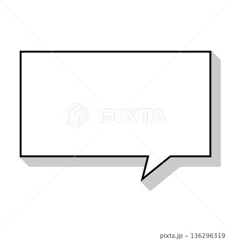 シンプルな吹き出しのイラスト　横長　四角 136296319